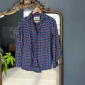 Grayson “The Hero” shirt. Feathered Plaid. Blue & Red Plaid. Sz 02. Gently worn.